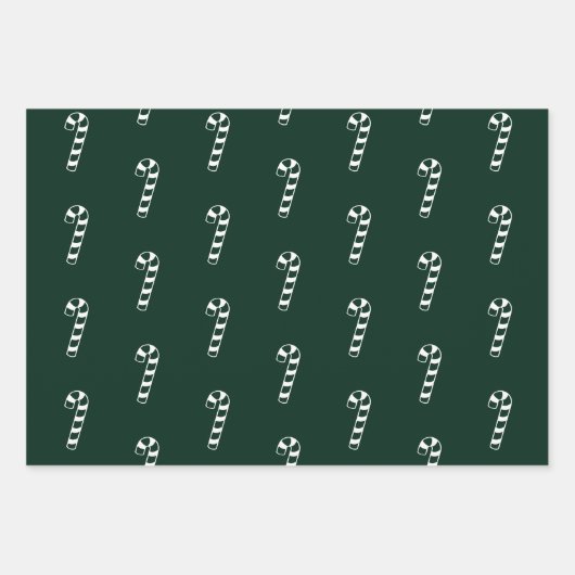 Minimalistische, dunkelgrüne Bonbons Santa-Schneef Geschenkpapier Set (Vorderseite)