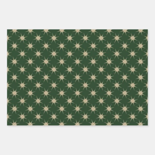 Minimalistische dunkelgrüne Elegante Gold-Sternexp Geschenkpapier Set (Vorderseite 3)