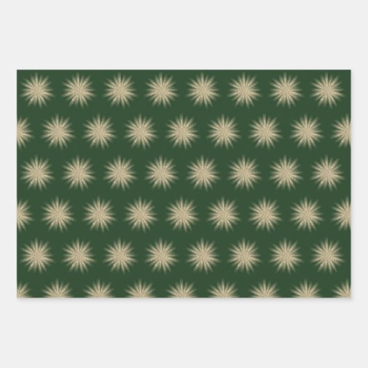 Minimalistische dunkelgrüne Elegante Gold-Sternexp Geschenkpapier Set (Vorderseite)
