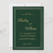 Minimalistische, dunkelgrüne Goldhochzeit Einladung (Vorderseite)