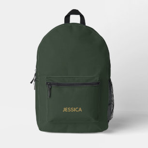 Minimalistische dunkelgrüne Goldschrift personalis Bedruckter Rucksack