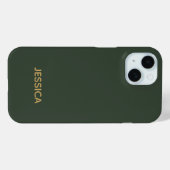 Minimalistische dunkelgrüne Goldschrift personalis Case-Mate iPhone Hülle (Rückseite (Horizontal))
