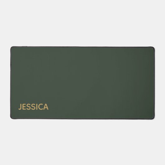 Minimalistische dunkelgrüne Goldschrift personalis Schreibtischunterlage (Vorderseite)