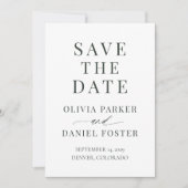 Minimalistische dunkelgrüne Hochzeit Save the Date (Vorderseite)