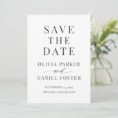 Minimalistische dunkelgrüne Hochzeit Save the Date (Stehend Vorderseite)