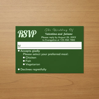 Minimalistische dunkelgrüne Hochzeits-RSVP RSVP Karte