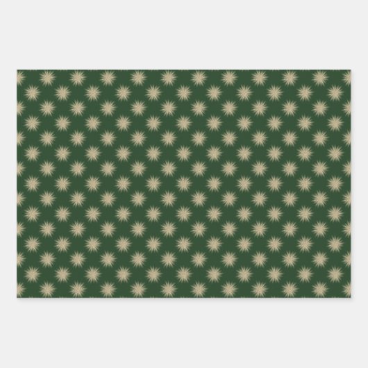 Minimalistische dunkelgrüne, moderne Goldstars Geschenkpapier Set (Vorderseite 3)