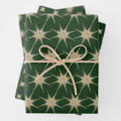 Minimalistische dunkelgrüne, moderne Goldstars Geschenkpapier Set (Beispiel)