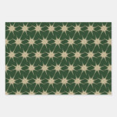 Minimalistische dunkelgrüne, moderne Goldstars Geschenkpapier Set (Vorderseite)