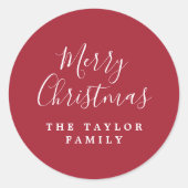 Minimalistische dunkelrote Weihnachtsgeschenke Runder Aufkleber (Vorderseite)