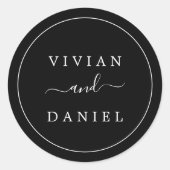 Minimalistische Dunkelschwarze Hochzeitssänger-Ums Runder Aufkleber (Vorderseite)