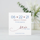 Minimalistische Dunkle Marine und Burgund Save the Einladung (Stehend Vorderseite)