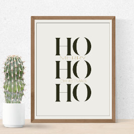 Minimalistische dunkle Pine Green "HO HO HO" Grafi Poster