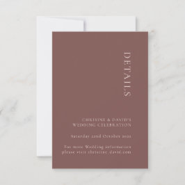 Minimalistische dunkle Rose Hochzeitsdetails Einladung