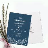 Minimalistische dunkle rustikale blaue Hochzeit Ei Einladung