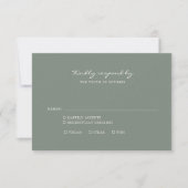 Minimalistische dunkle Sage Green Script Auswahl RSVP Karte (Vorderseite)