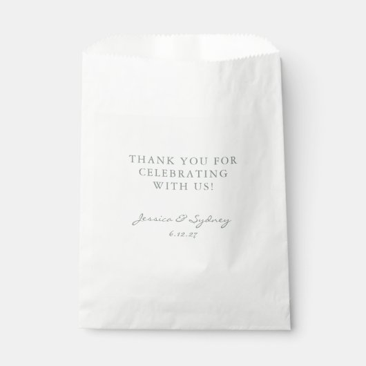 Minimalistische dunkle Seite Green Script Custom V Geschenktütchen (Vorderseite)