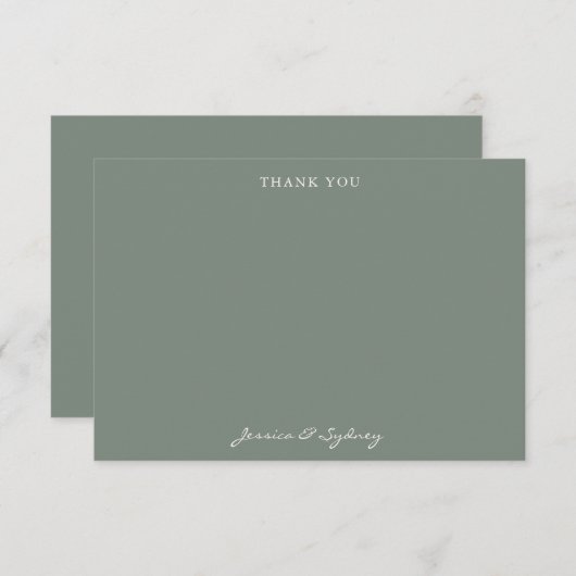 Minimalistische dunkle Seite Grüne Skriptereihe Dankeskarte (Vorne/Hinten)