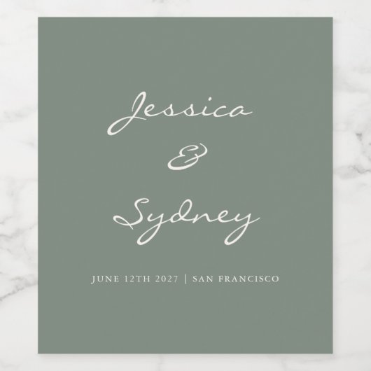 Minimalistische dunkle Seite Grüne Skriptereihe Weinetikett (Einzelnes Label)