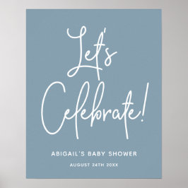 Minimalistische Dusche Dusty Blue Begrüßungsfeier Poster
