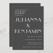 Minimalistische Dusche für Schwarz-Weiß-Paare Einladung (Vorne/Hinten)