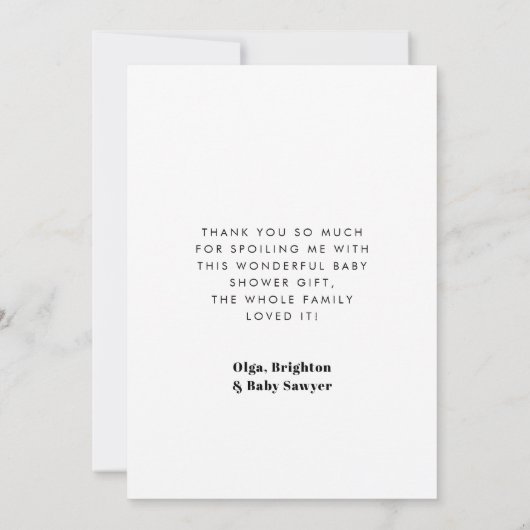 Minimalistische Dusche mit Handschrift dank Karte (Rückseite)