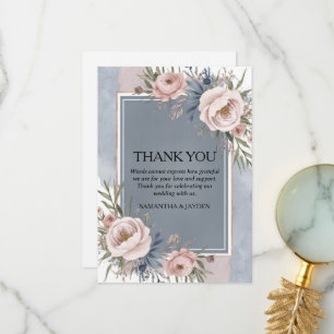 Minimalistische dustische Blütenhochzeit Dankeskarte