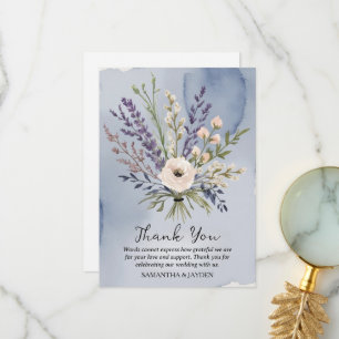 Minimalistische dustische Blütenhochzeit Dankeskarte