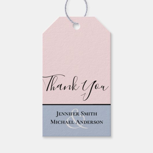 Minimalistische Dusty Blue Blush Pink Wedding Geschenkanhänger (Vorderseite)