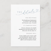 Minimalistische Dusty Blue Detail Card mit Herz Begleitkarte (Vorderseite)