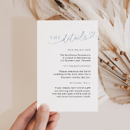 Minimalistische Dusty Blue Detail Card mit Herz Begleitkarte