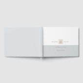 Minimalistische Dusty Blue Gold Moderne Chinesisch Gästebuch (Voll)