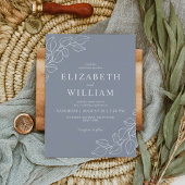 Minimalistische Dusty Blue Line Botanische Hochzei Einladung