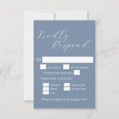 Minimalistische Dusty Blue Meal Choice Hochzeit RSVP Karte (Vorderseite)
