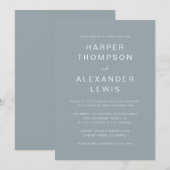 Minimalistische Dusty Blue Modern Typografy Weddin Einladung (Vorne/Hinten)