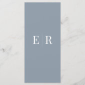 Minimalistische Dusty Blue Monogram Wedding Menu C Menükarte (Rückseite)