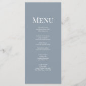 Minimalistische Dusty Blue Monogram Wedding Menu C Menükarte (Vorderseite)