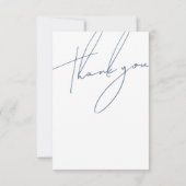 Minimalistische Dusty Blue Script Typografy Weddin Dankeskarte (Rückseite)