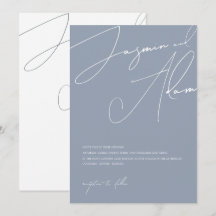 Minimalistische Dusty Blue Script Typografy Weddin