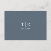 Minimalistische Dusty Blue Wedding Details Begleitkarte (Rückseite)