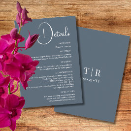 Minimalistische Dusty Blue Wedding Details Begleitkarte
