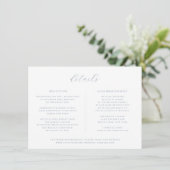 Minimalistische Dusty Blue Wedding Details Card Einladung (Stehend Vorderseite)