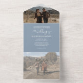 Minimalistische Dusty Pale Blue Wedding All In One Einladung (Innen Boden)