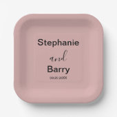 Minimalistische Dusty Pink Hochzeit Pappteller (Vorderseite)