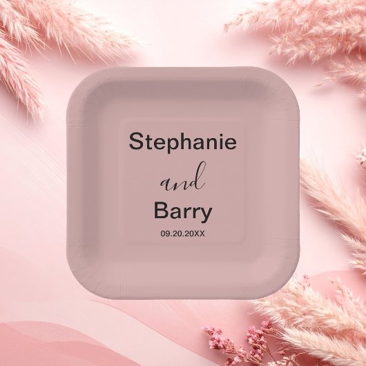 Minimalistische Dusty Pink Hochzeit Pappteller