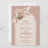 Minimalistische Dusty Pink Pampas Arch Wedites Einladung (Vorderseite)