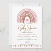 Minimalistische Dusty Pink Rainbow Sunshine Baby D Einladung (Vorderseite)