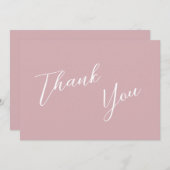 Minimalistische Dusty Pink & White Einfache Hochze Dankeskarte (Vorne/Hinten)