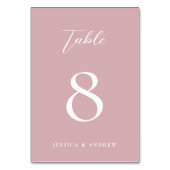 Minimalistische Dusty Pink & White Einfache Hochze Tischnummer (Rückseite)