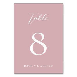 Minimalistische Dusty Pink & White Einfache Hochze Tischnummer